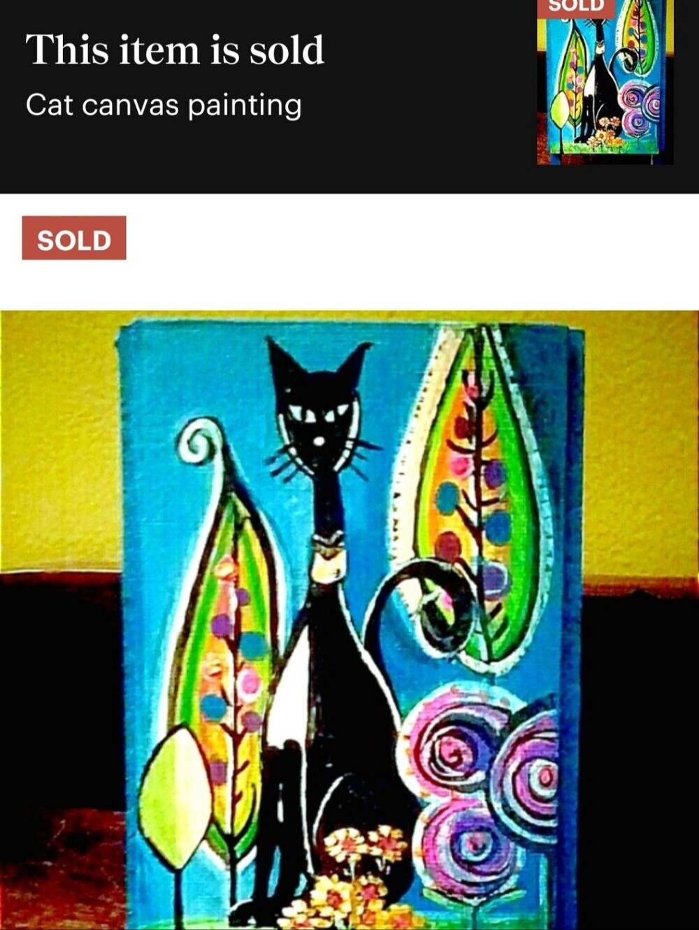 Black Cat Moon and Pumpkin Canvas Wall Art by Me - Picture 8 of 12